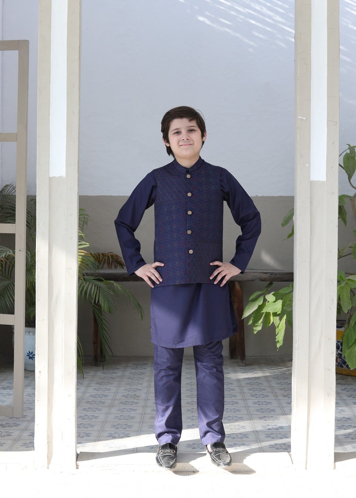 Yale Blue Waistcoat Suit-AHW-030