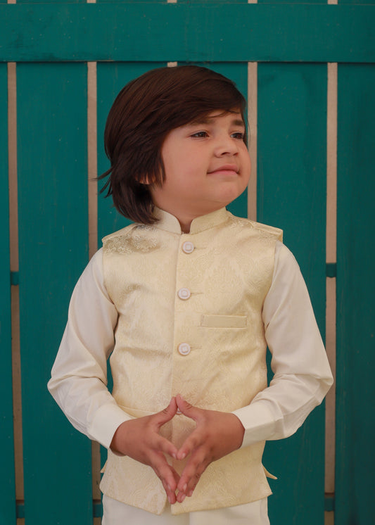 Cream White Waistcoat Suit EW 67