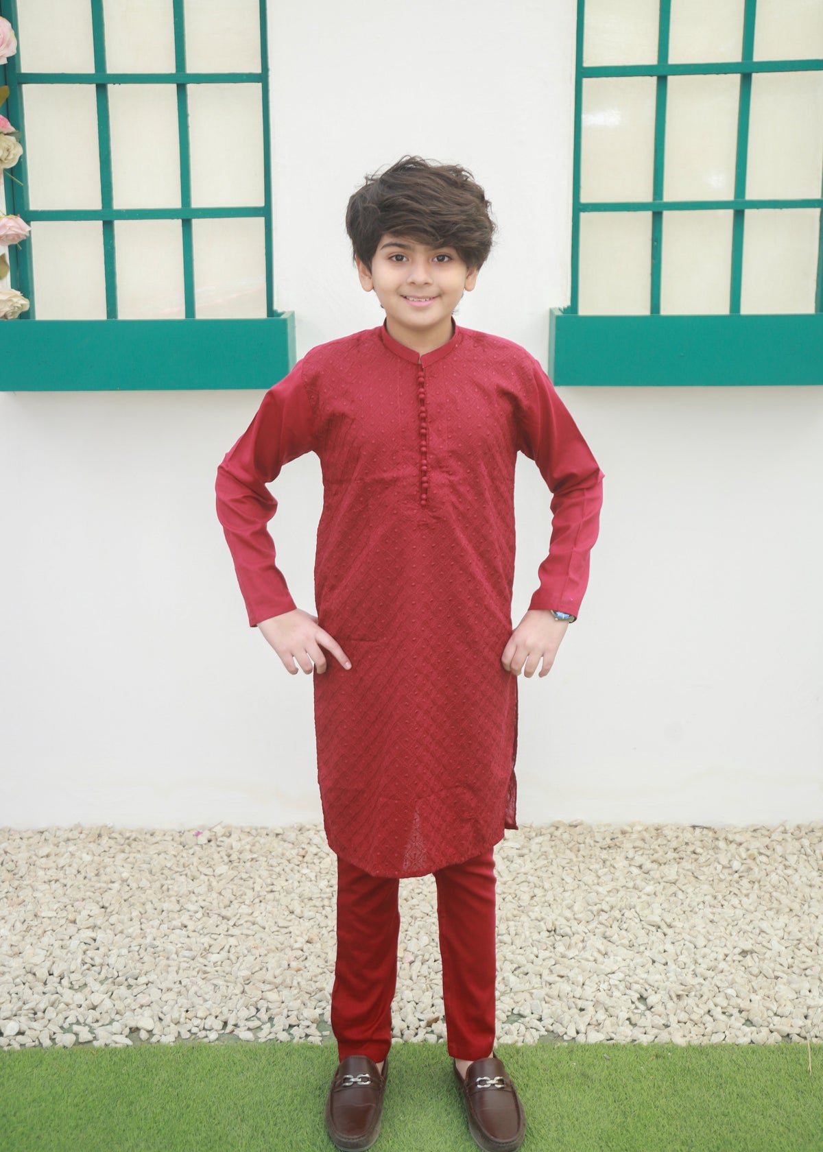Crimson Red Kurta Trouser - KE 054