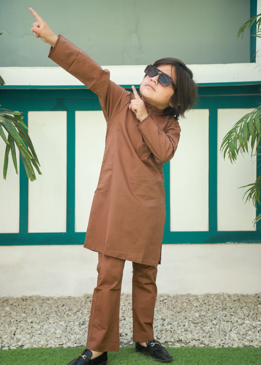 Camel Brown Kurta Trouser AH 068