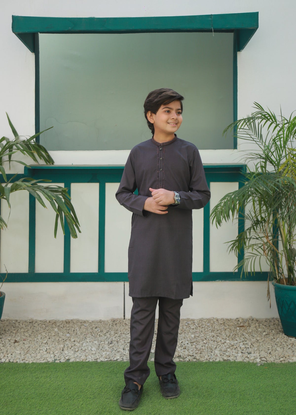 Stone Grey Kurta Trouser AH 076