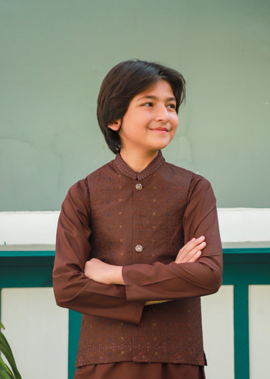 Maple Brown Waistcoat Suit Ahw-045