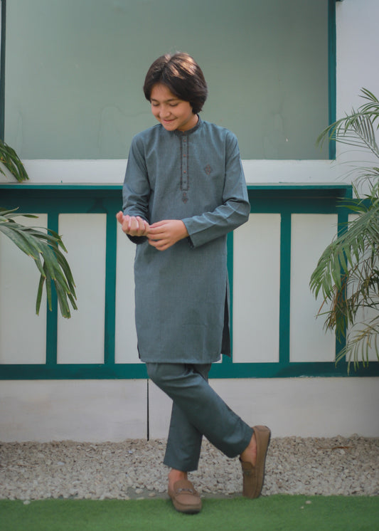 Steel Blue Kurta Trouser AH 102