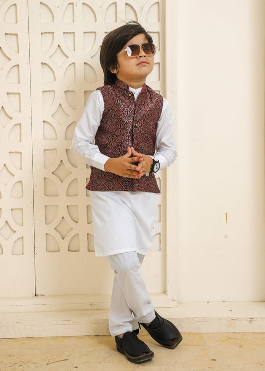 Maroon Waistcoat Suit -EW 86