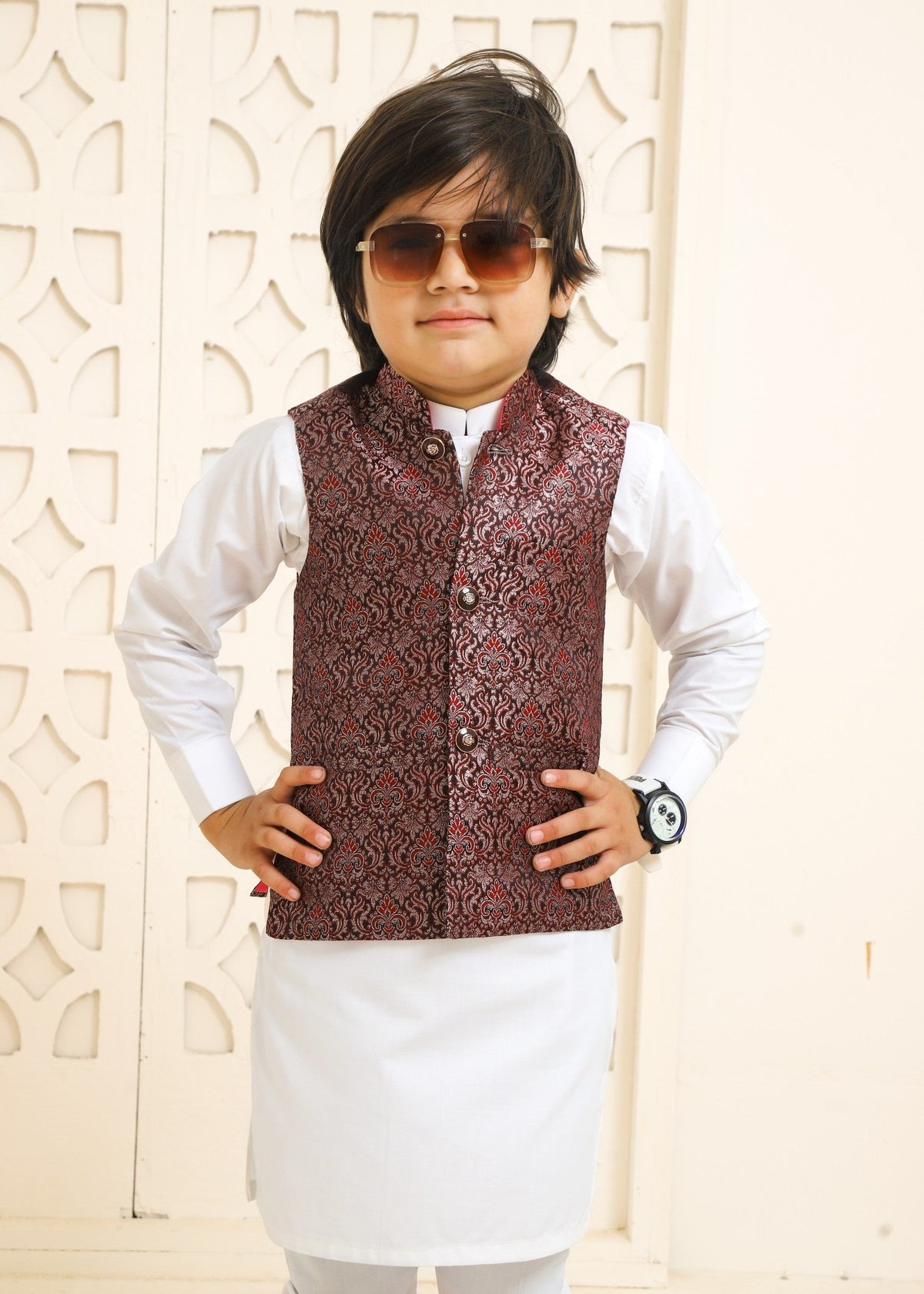 Maroon Waistcoat Suit -EW 86