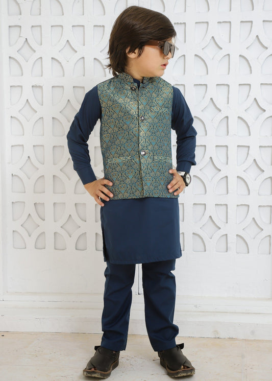 Moonlight Blue Waistcoat Suit -EW 87