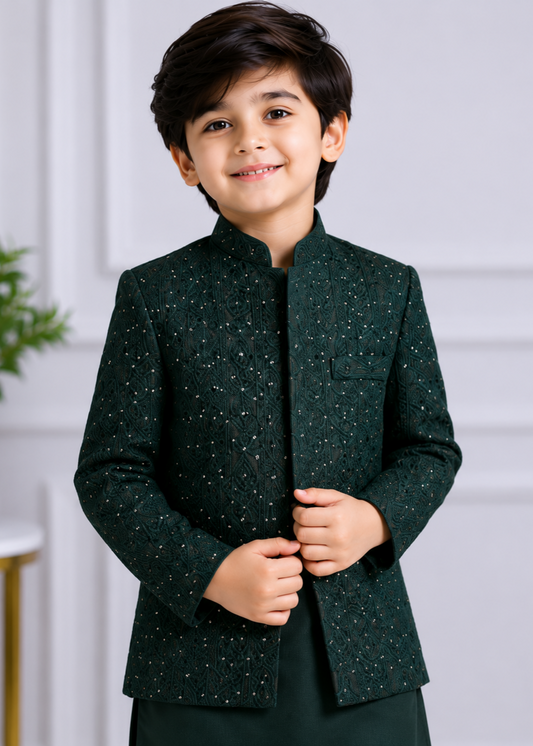 Hunter Green Open Prince Coat Suit P44
