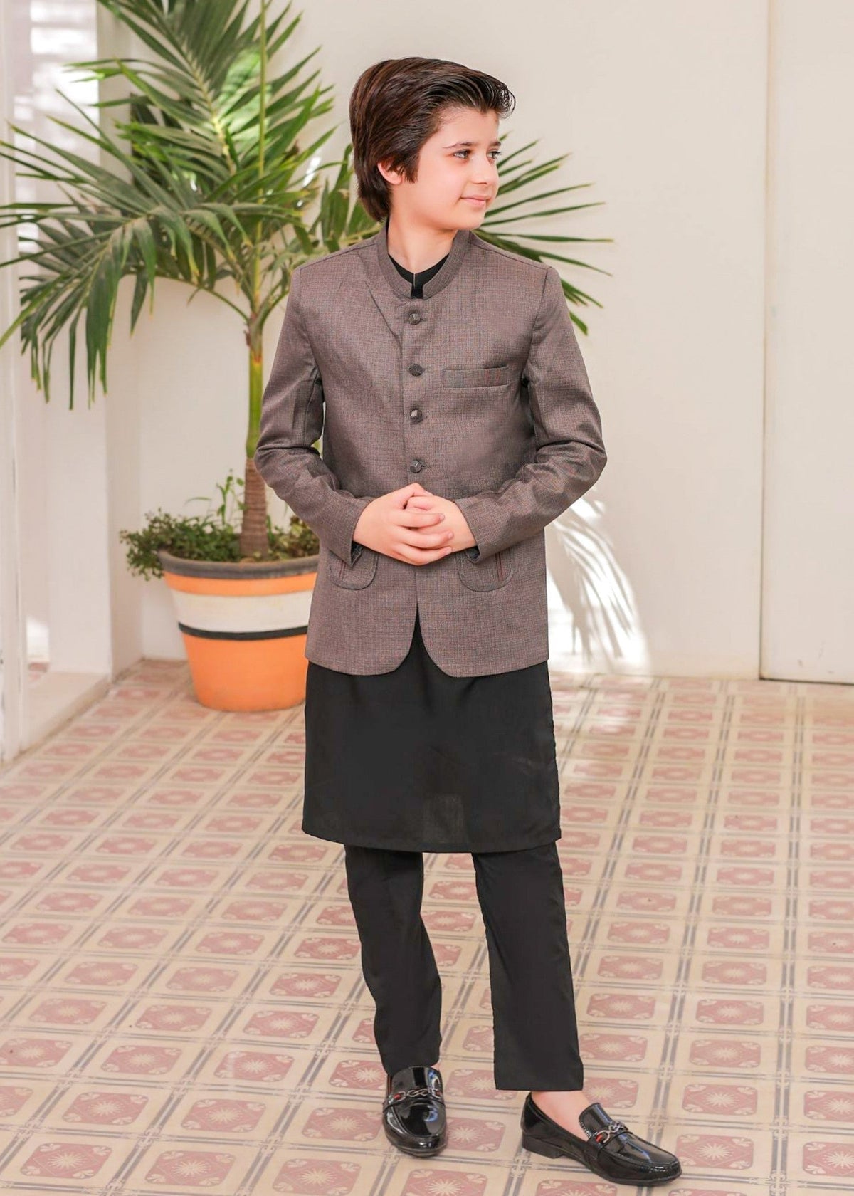 Battleship Grey Prince Coat Suit- AP 002