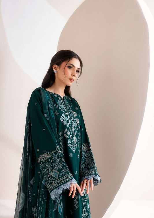 ZYNC By Florent at 3 Pcs Unstitched Dyed Viscose Embroidered Suit - ZFUDVE - D-FZ 05 B