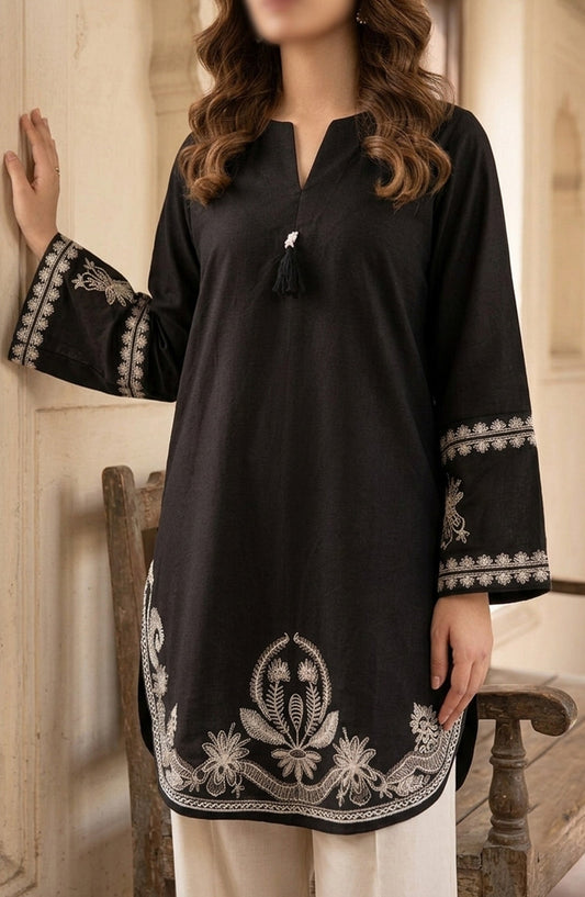 Amna Khadija Dastan Sunset Soiree Lawn Stitched 2 Piece Suit - AKPD-05 - AKP26TAAN - Black - Summer Collection