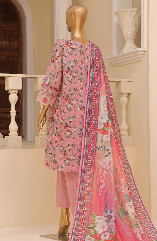 Bin Saeed Embroidered Lawn Stitched 3 Piece Suit - SM-774 - BS25EL3PCV5 - Pink - Summer Collection