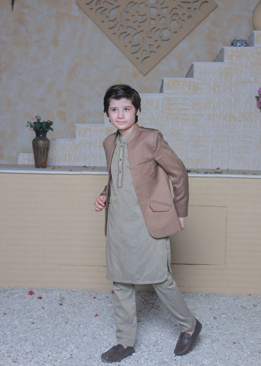 Camel Brown Prince Coat Suit AP 015