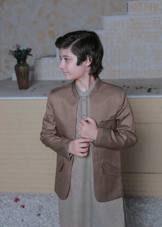 Camel Brown Prince Coat Suit AP 015