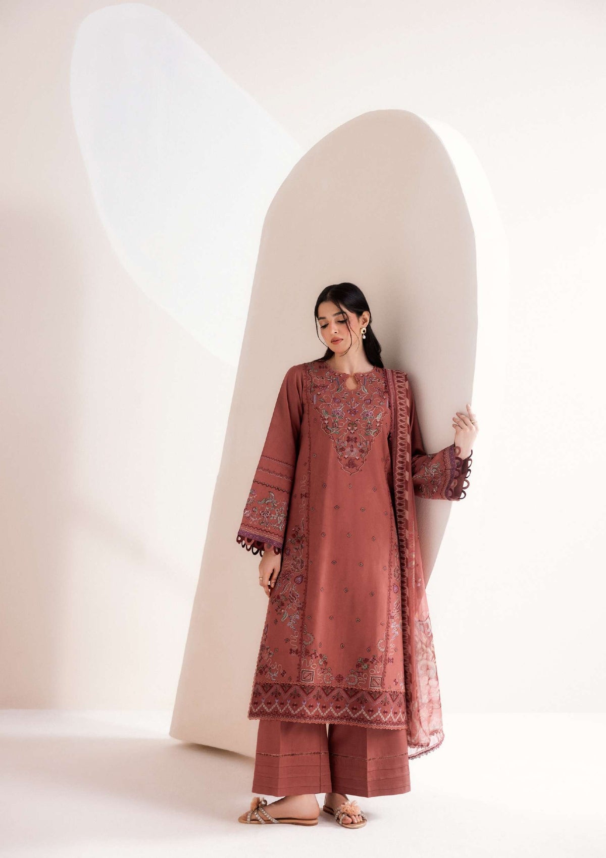 ZYNC By Florent at 3 Pcs Unstitched Dyed Viscose Embroidered Suit - ZFUDVE - D-FZ 06 B