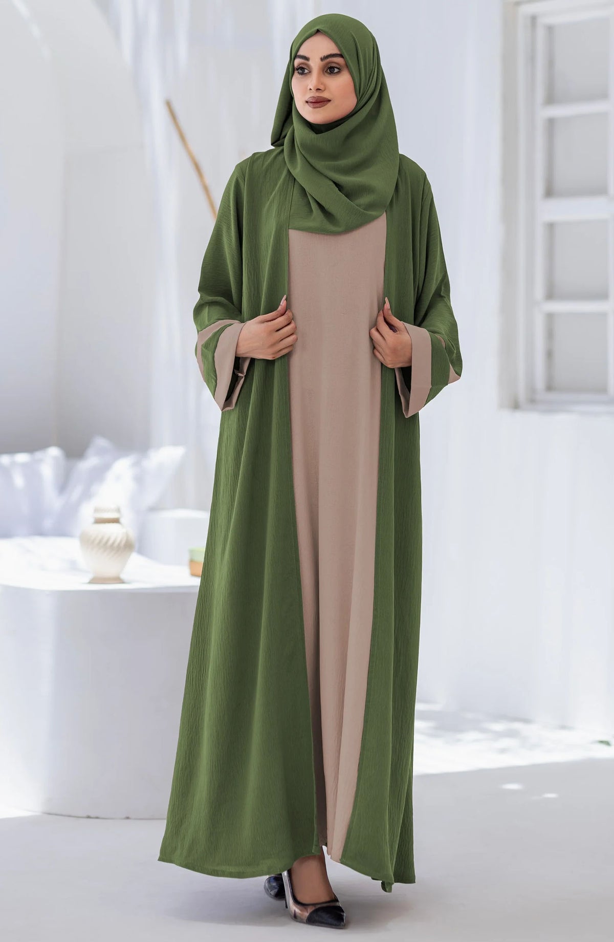 TGM25AB Women Casual Abaya Mubina Green