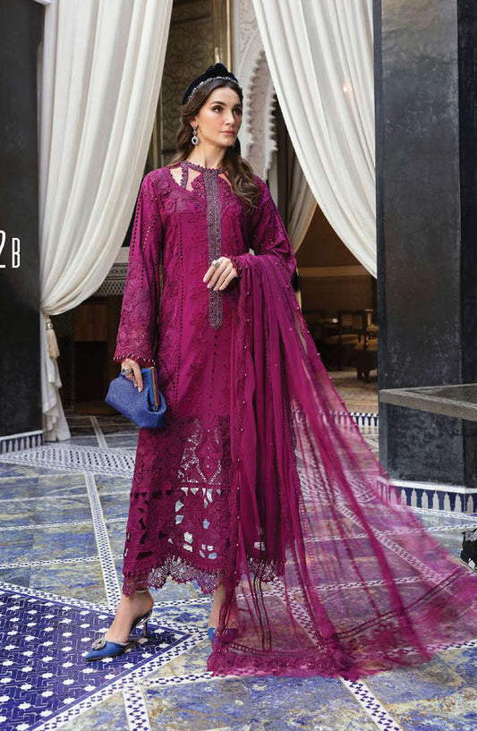 Maria B Embroidered Lawn Unstitched 3 Piece Suit - D-2B - MAB25LLV25 - Purple - Summer Collection