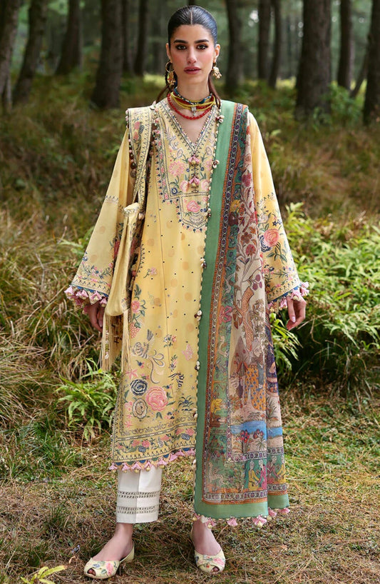 Neelum by Zaha Embroidered Lawn Unstitched 3 Piece Suit - ZL25-12 A ZURI - ZAH25NL - Yellow - Summer Collection
