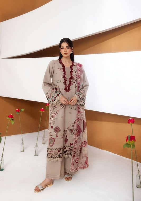 ZYNC By Florent at 3 Pcs Unstitched Dyed Viscose Embroidered Suit - ZFUDVE - D-FZ 04 B