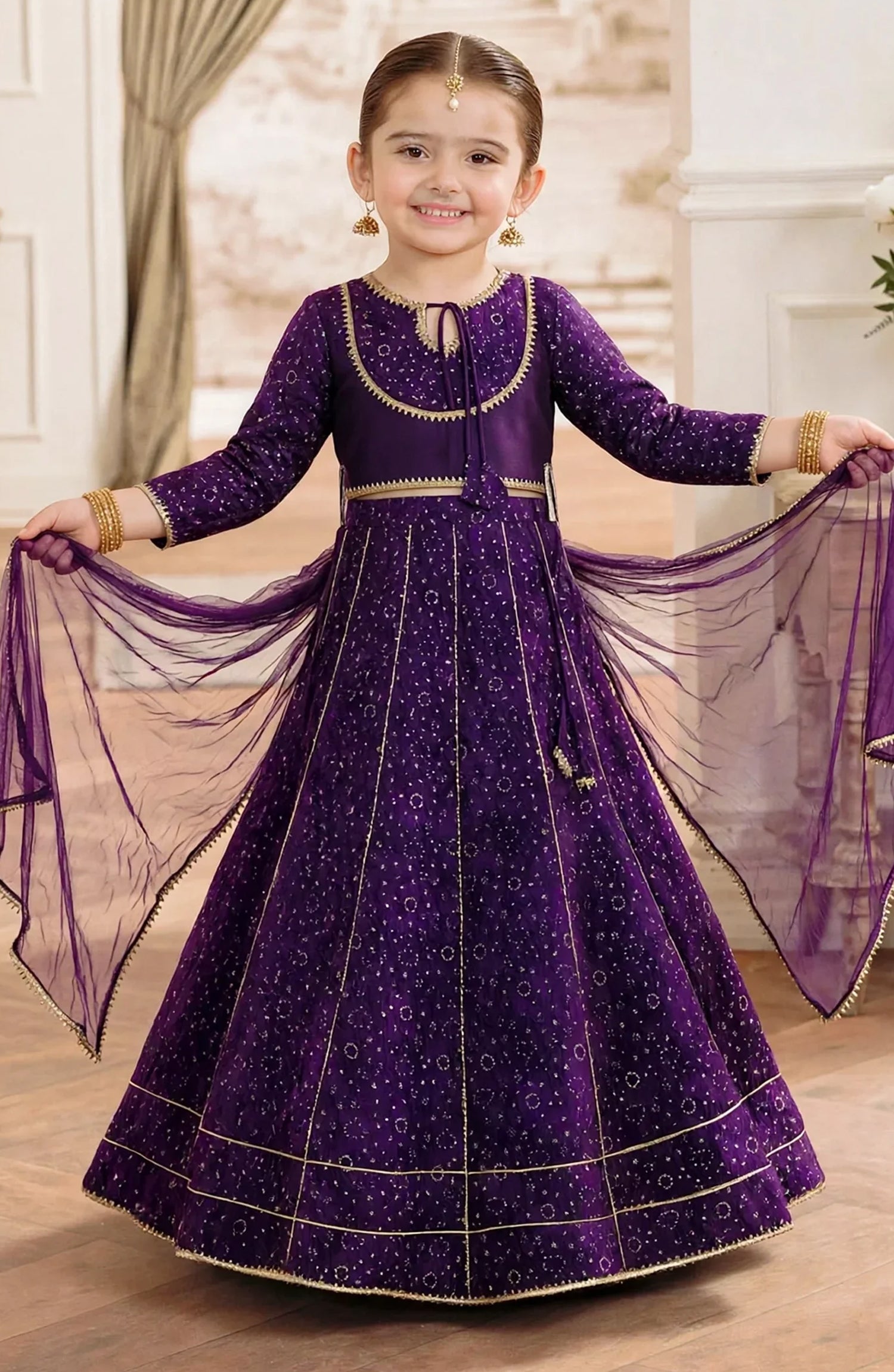 3 Piece Rawsilk Printed Purple Lehenga A026-Prpl -  Rawsilk - MOD26TWF - Festive Collection
