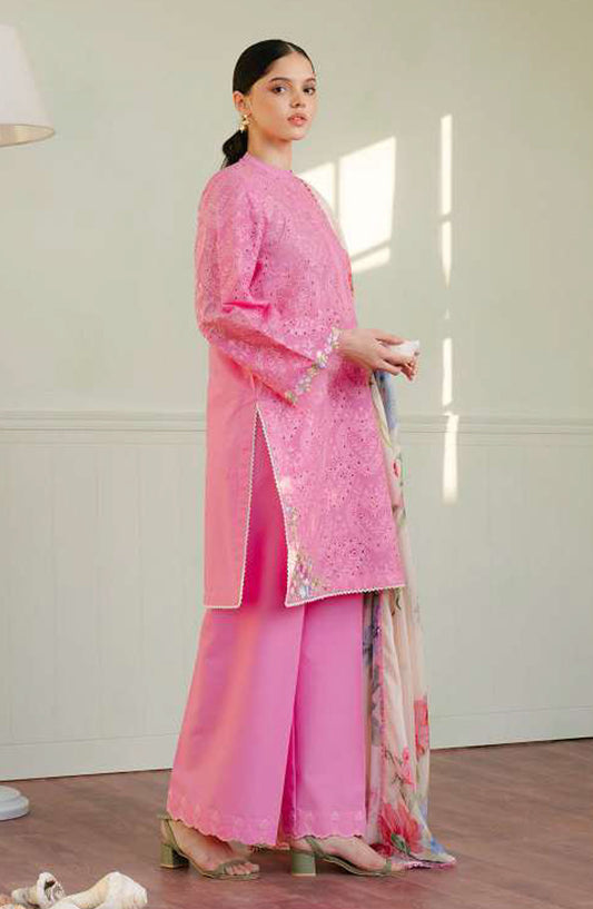 Coco by Zara Shahjahan Embroidered Lawn Unstitched 3 Piece Suit - D-03 A Tina - ZS25CL - Pink - Summer Collection