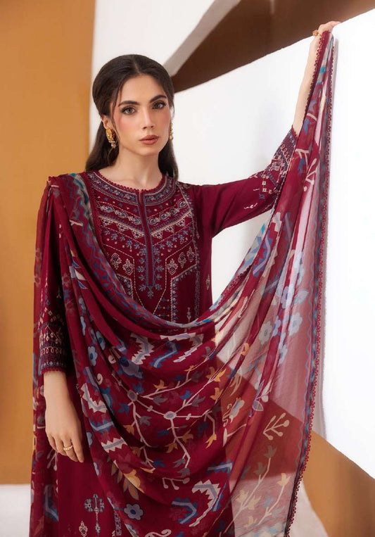 ZYNC By Florent at 3 Pcs Unstitched Dyed Viscose Embroidered Suit - ZFUDVE - D-FZ 07 A