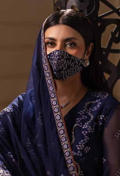 Kuch Khas By Flossie Chandani At Premium Chiffon 3pc Unstitched Suit - KKFCAK - D-04 - Navy Blue