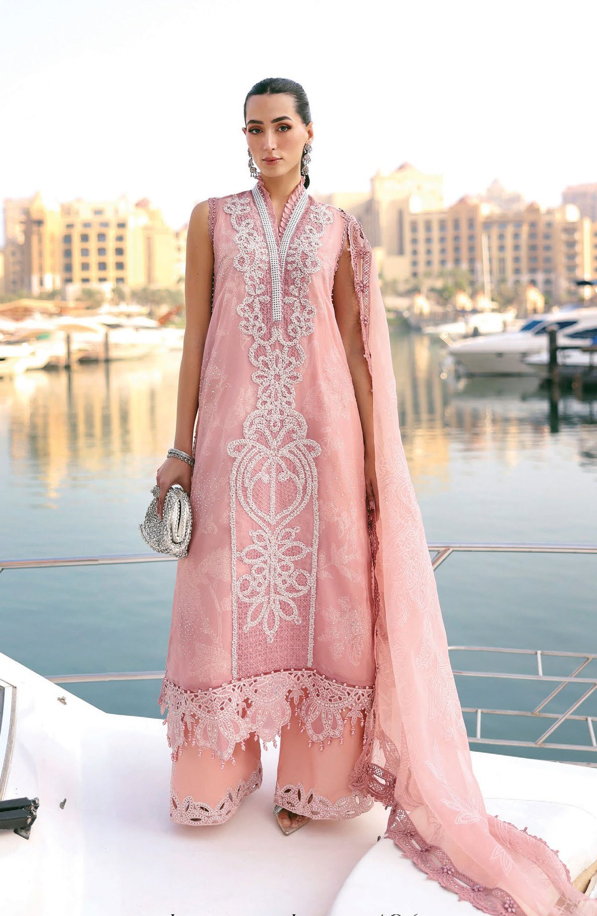 Maria B Luxury Embroidered Lawn Unstitched 3 Piece Suit - 4B - MAB26LLW - Pink - Summer Collection