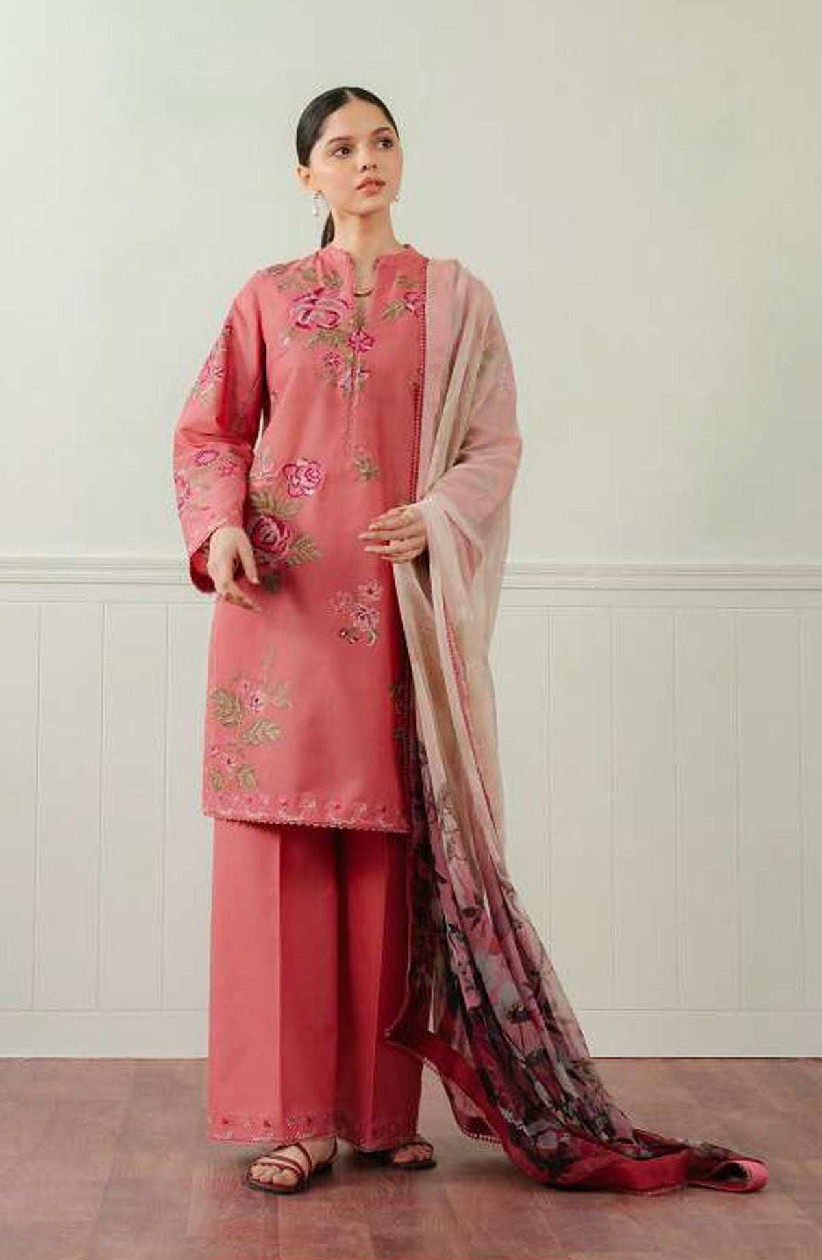 Coco by Zara Shahjahan Embroidered Lawn Unstitched 3 Piece Suit - D-04 A Freya - ZS25CL - Pink - Summer Collection