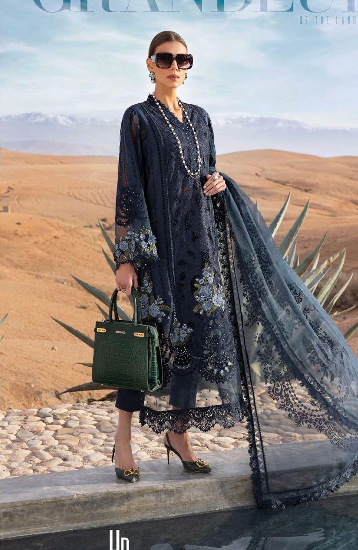 Maria B Embroidered Lawn Unstitched 3 Piece Suit - D-4B - MAB25LLV25 - Blue - Summer Collection