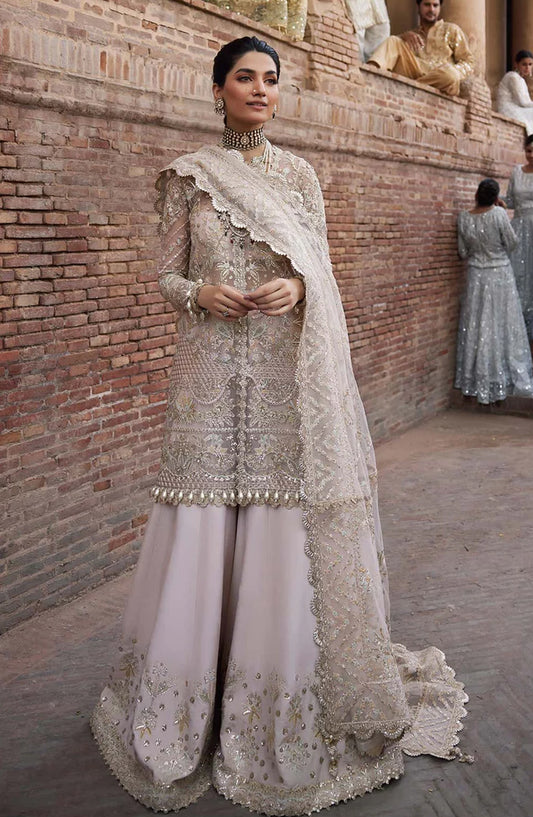 Afrozeh Dastan Goyi Embroidered Organza Unstitched 3 Piece Suit - 531-MEHRBANO - AF25AWS - Light Purple - Wedding Collection