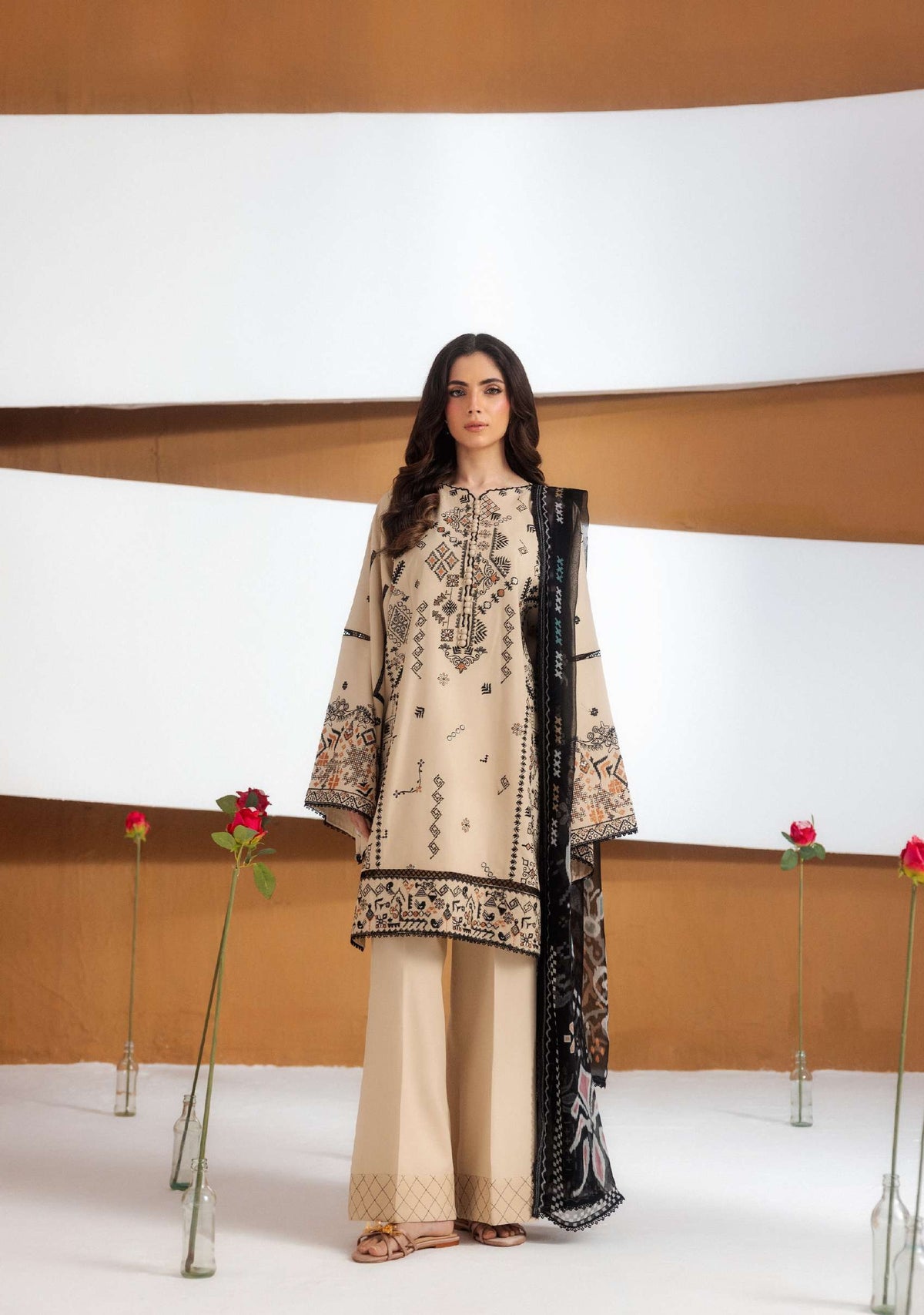 ZYNC By Florent at 3 Pcs Unstitched Dyed Viscose Embroidered Suit - ZFUDVE - D-FZ 05 A