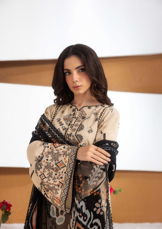 ZYNC By Florent at 3 Pcs Unstitched Dyed Viscose Embroidered Suit - ZFUDVE - D-FZ 05 A