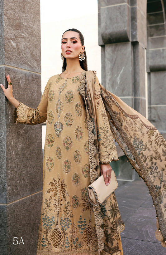 Maria B Luxury Embroidered Lawn Unstitched 3 Piece Suit - 5A - MAB26LLW - Mustard - Summer Collection