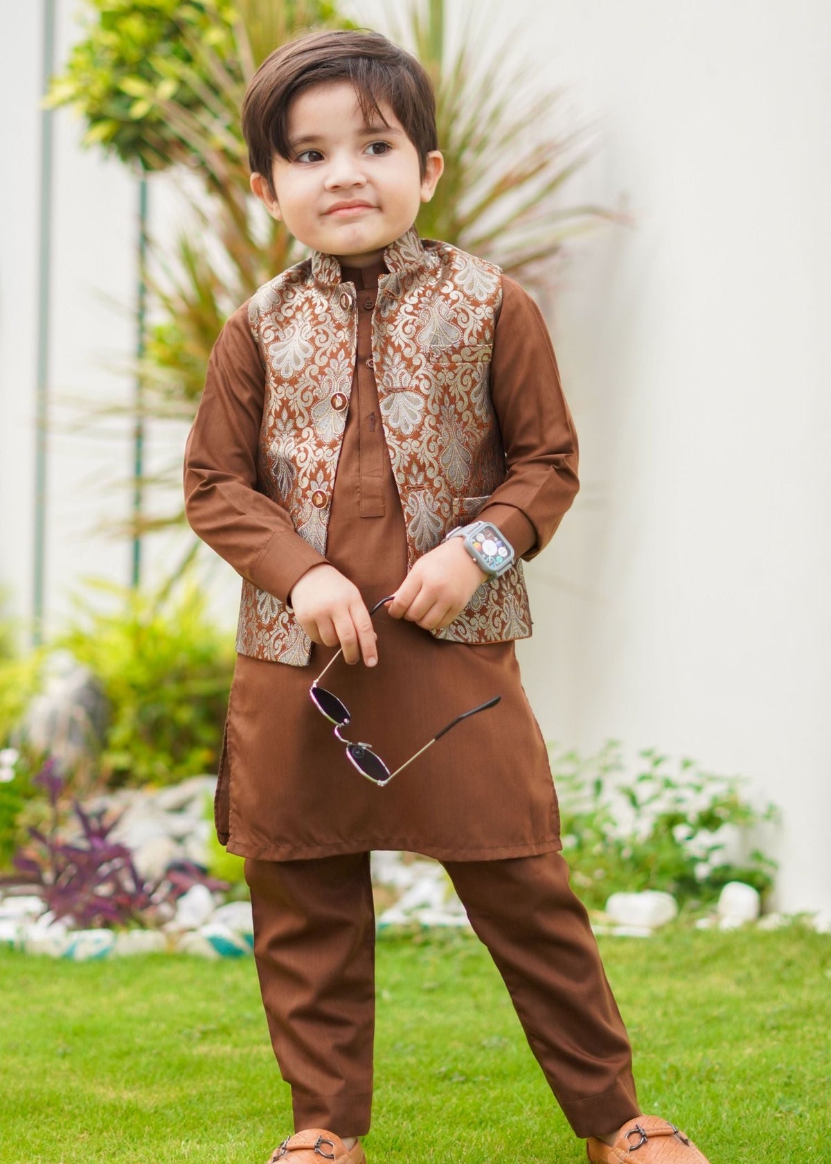 Gold Brown Waistcoat Suit EW16