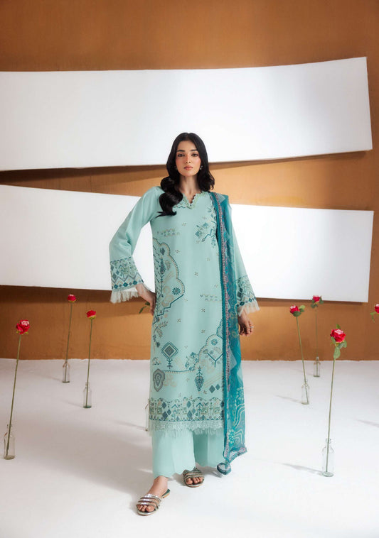 ZYNC By Florent at 3 Pcs Unstitched Dyed Viscose Embroidered Suit - ZFUDVE - D-FZ 04 A