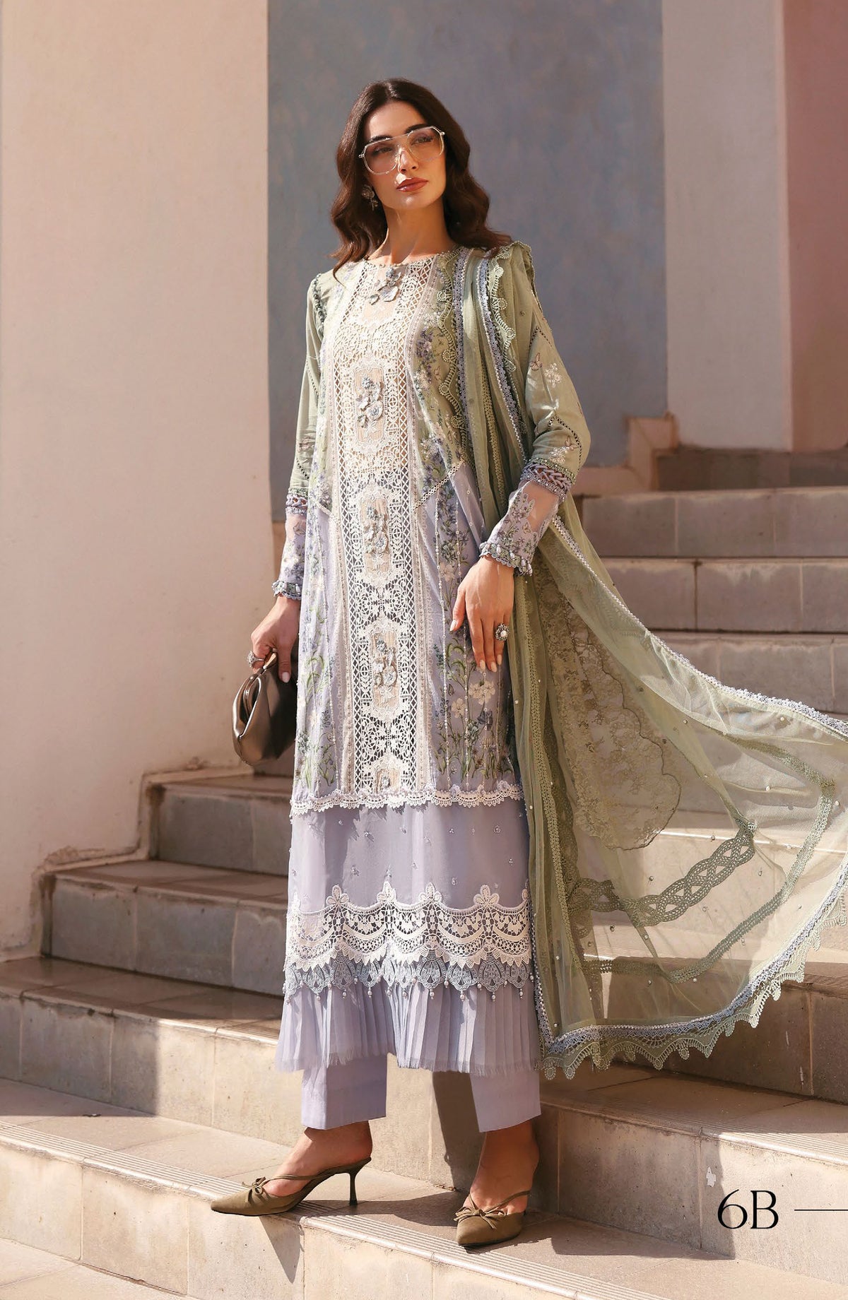Maria B Luxury Embroidered Lawn Unstitched 3 Piece Suit - 6B - MAB26LLW - Purple - Summer Collection