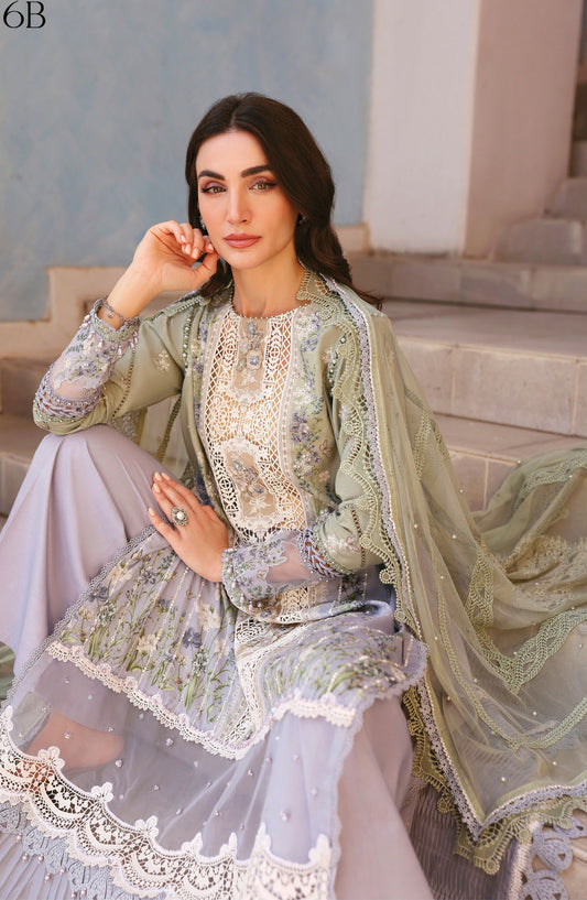 Maria B Luxury Embroidered Lawn Unstitched 3 Piece Suit - 6B - MAB26LLW - Purple - Summer Collection