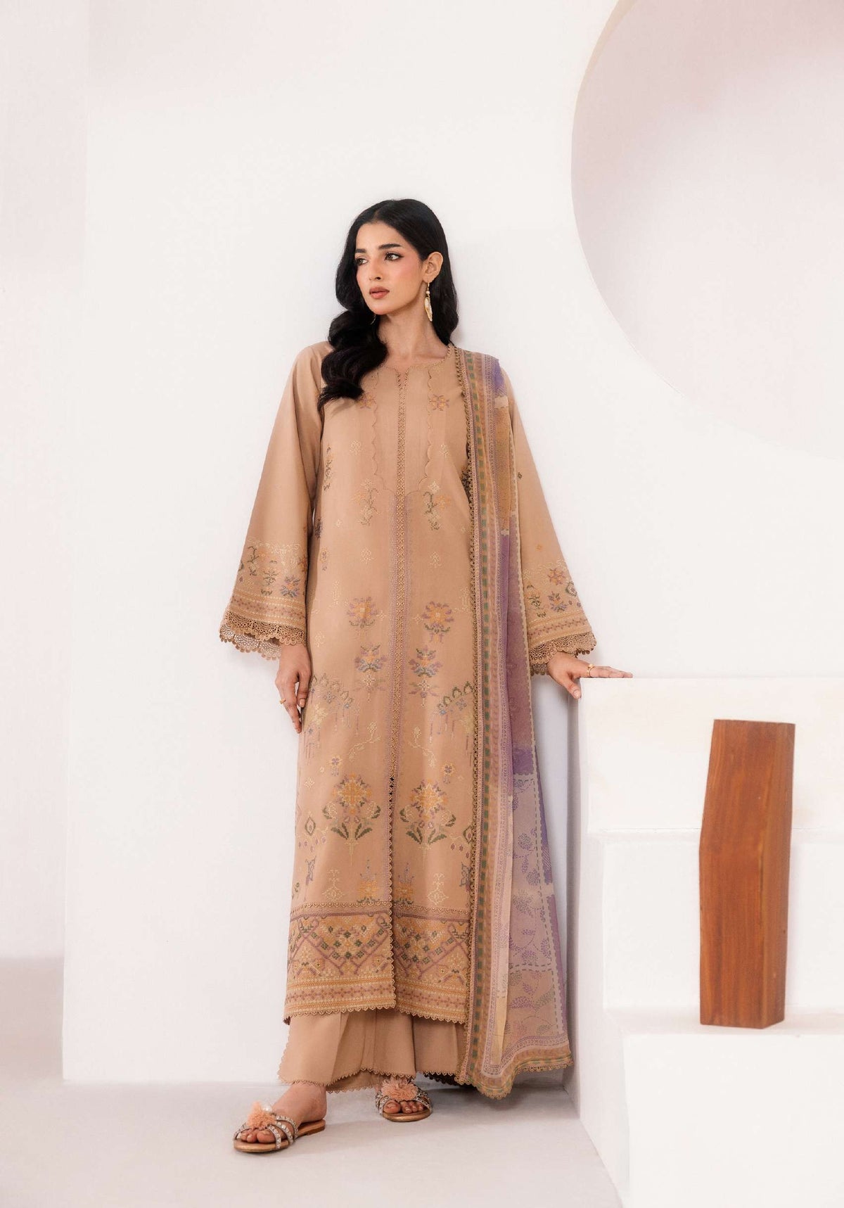 ZYNC By Florent at 3 Pcs Unstitched Dyed Viscose Embroidered Suit - ZFUDVE - D-FZ 03 A
