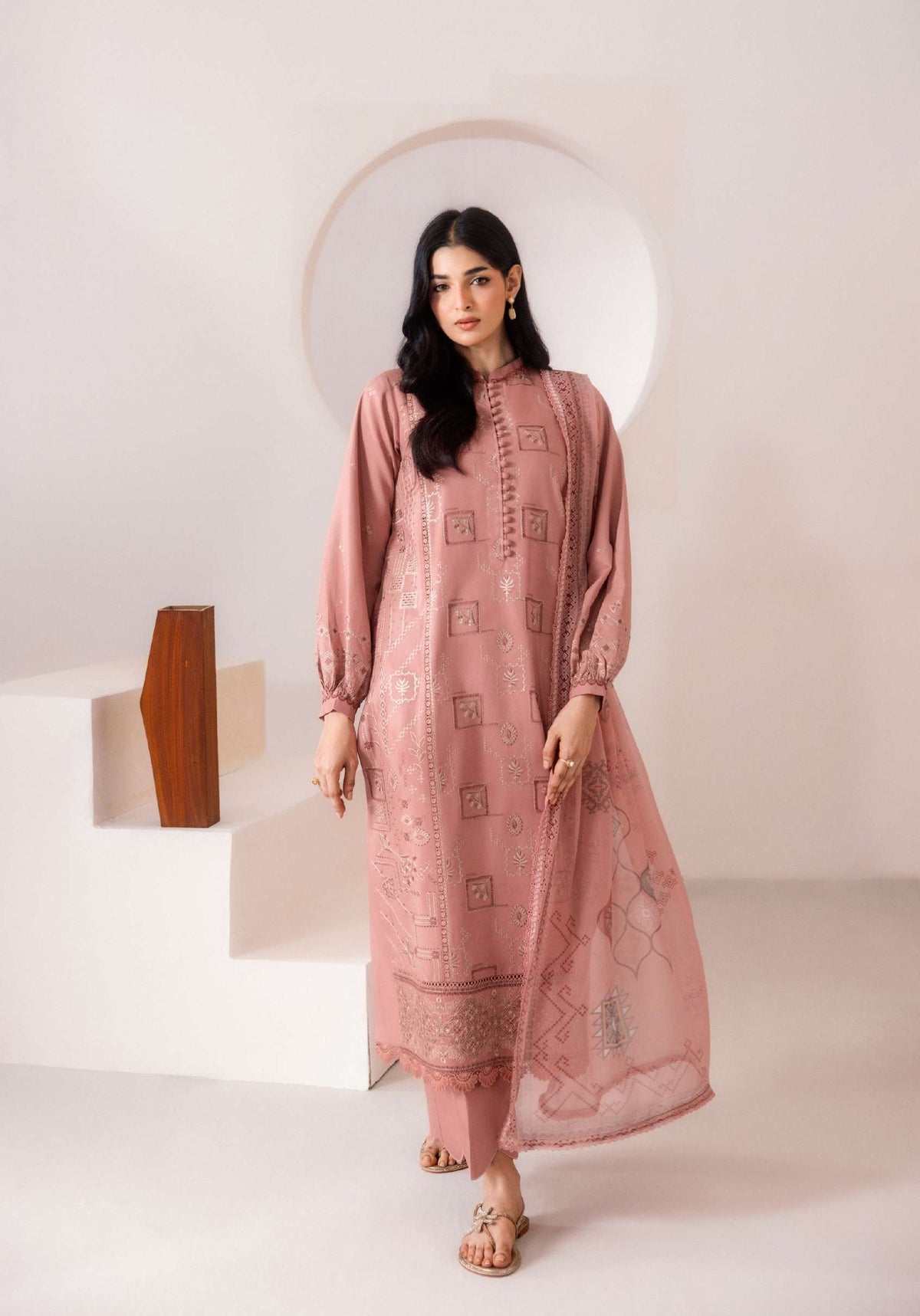 ZYNC By Florent at 3 Pcs Unstitched Dyed Viscose Embroidered Suit - ZFUDVE - D-FZ 01 B