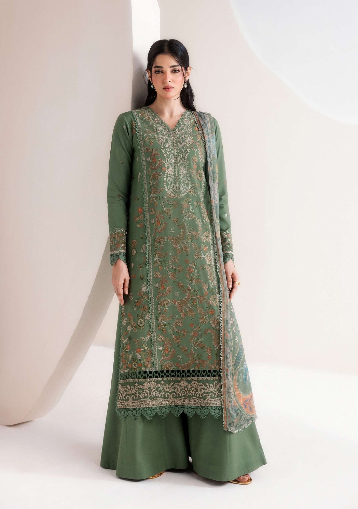 ZYNC By Florent at 3 Pcs Unstitched Dyed Viscose Embroidered Suit - ZFUDVE - D-FZ 08 B
