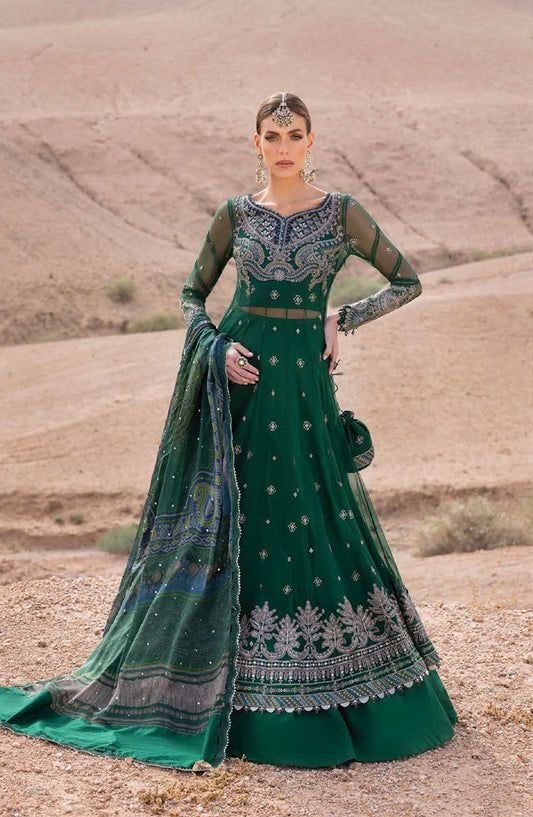 Maria B Embroidered Lawn Unstitched 3 Piece Suit - D-7A - MAB25LLV25 - Green - Summer Collection