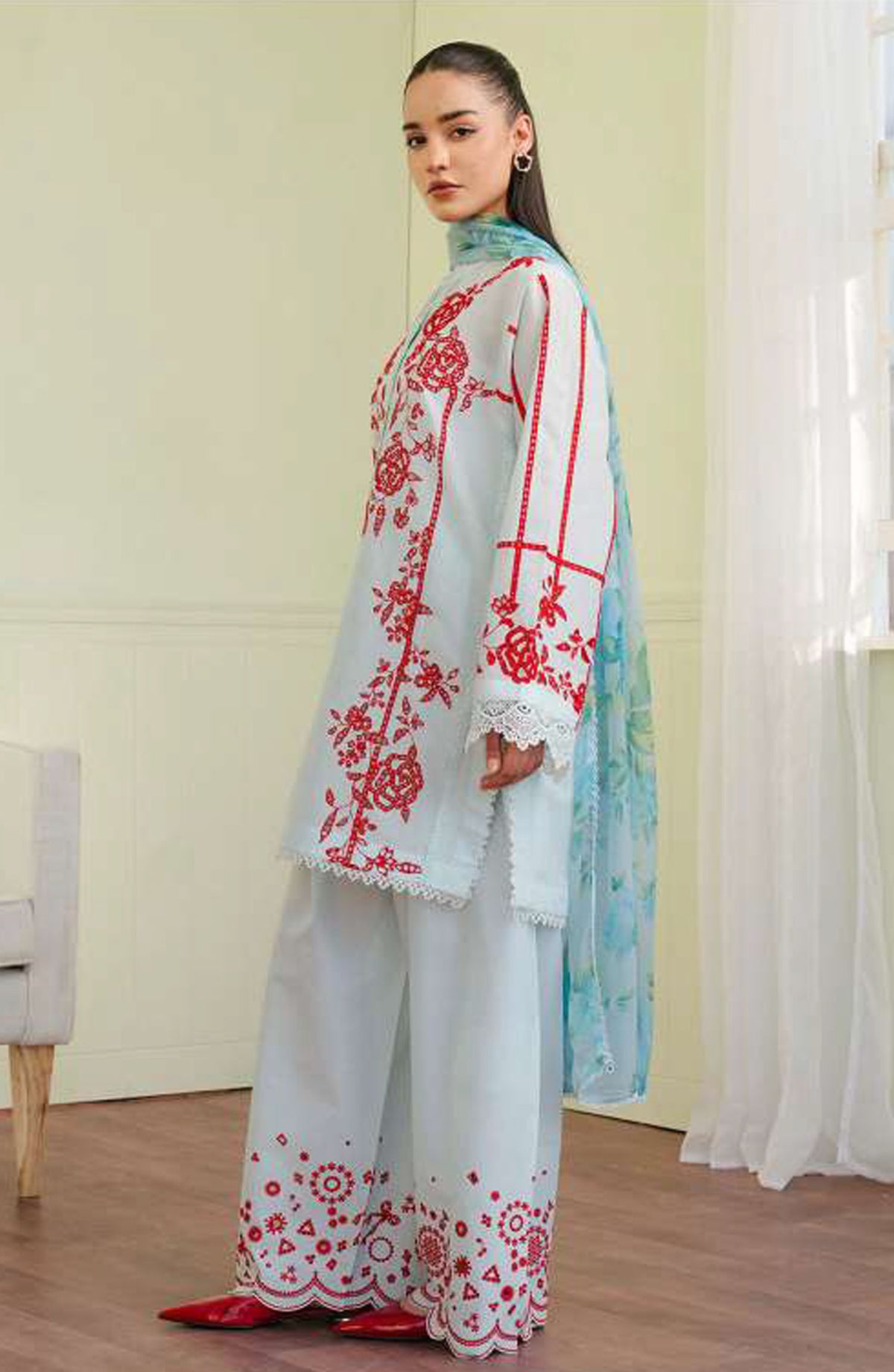 Coco by Zara Shahjahan Embroidered Lawn Unstitched 3 Piece Suit - D-07 A Eclat - ZS25CL - White - Summer Collection