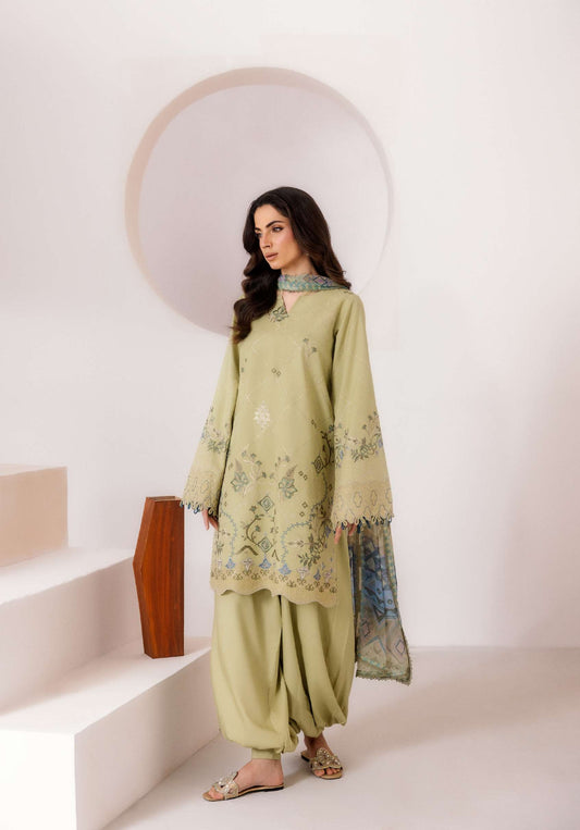 ZYNC By Florent at 3 Pcs Unstitched Dyed Viscose Embroidered Suit - ZFUDVE - D-FZ 02 B