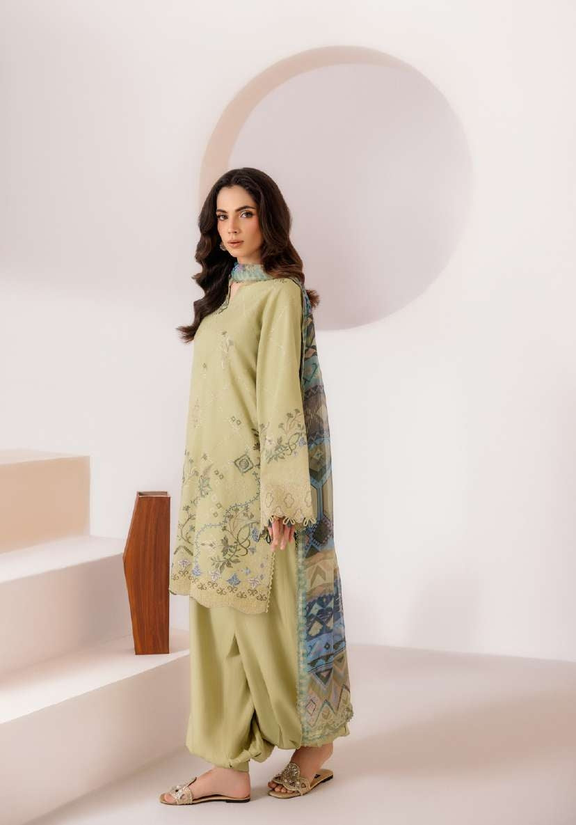 ZYNC By Florent at 3 Pcs Unstitched Dyed Viscose Embroidered Suit - ZFUDVE - D-FZ 02 B
