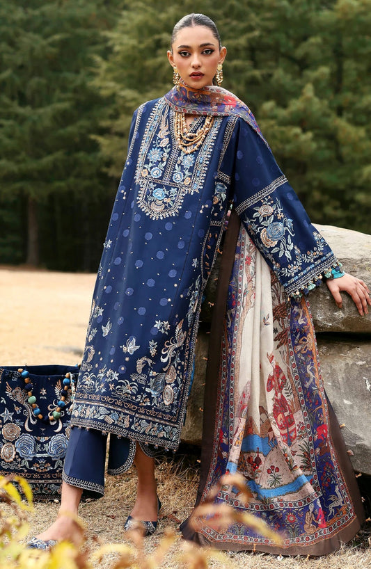 Neelum by Zaha Embroidered Lawn Unstitched 3 Piece Suit - ZL25-12 B ZURI - ZAH25NL - Blue - Summer Collection