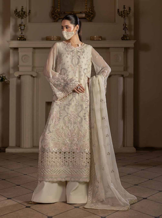 Kuch Khas By Flossie Chandani At Premium Chiffon 3pc Unstitched Suit - KKFCAK - D-06 - Fone