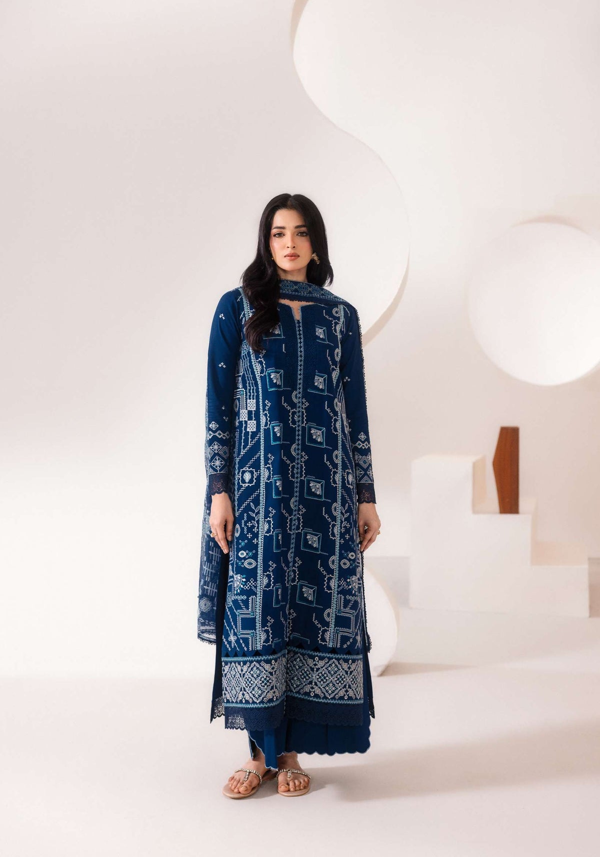 ZYNC By Florent at 3 Pcs Unstitched Dyed Viscose Embroidered Suit - ZFUDVE - D-FZ 01 A
