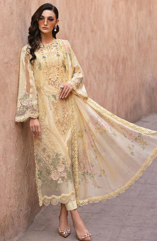 Maria B Embroidered Lawn Unstitched 3 Piece Suit - D-9A - MAB25LLV25 - Off White - Summer Collection
