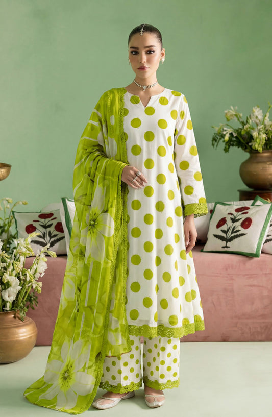 A Dots by Aalaya Printed Lawn Unstitched 3 Piece Suit - D-07 - ALY26DTS - Green - Summer Collection