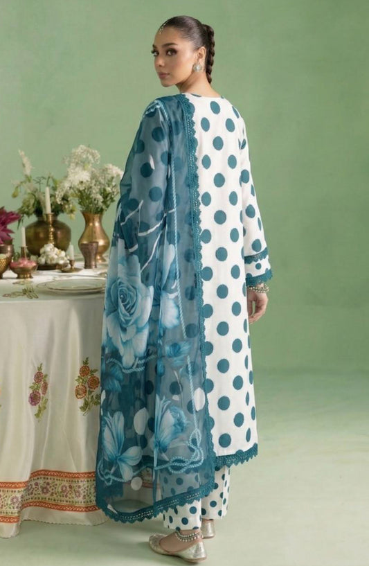 A Dots by Aalaya Printed Lawn Unstitched 3 Piece Suit - D-06 - ALY26DTS - Teal - Summer Collection
